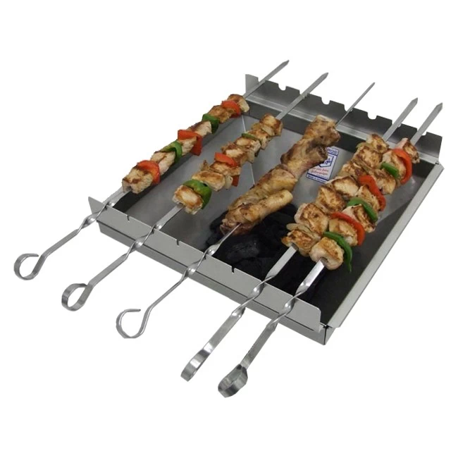Thüros Schaschlik Spießaufsatz Mit 6 Spießen Für T1, Tischgrill, Minicater (Grillfläche 30x30 Cm) 4 Thüros Schaschlik Spießaufsatz Mit 6 Spießen Für T1, Tischgrill, Minicater (Grillfläche 30x30 Cm) – Bild 2