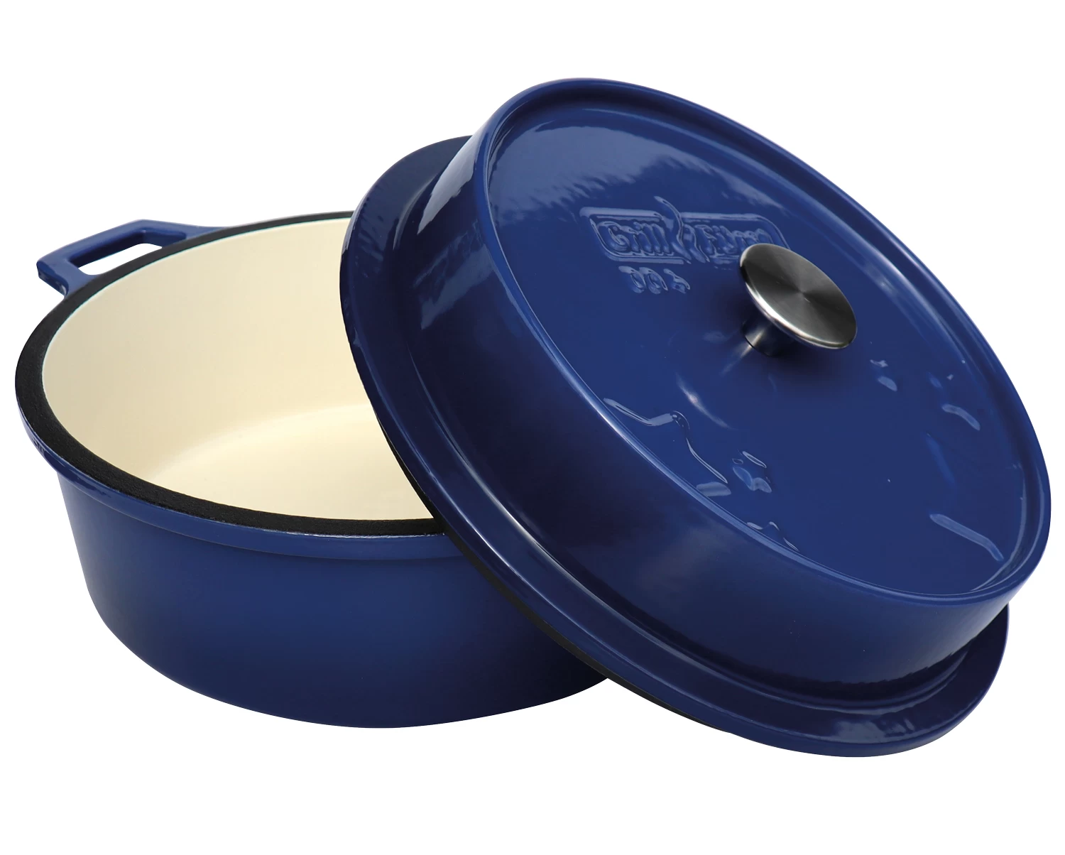 Grillfürst Emaillierter Dutch Oven Ohne Füsse DO4 - Blau 3 Grillfürst Emaillierter Dutch Oven Ohne Füsse DO4 - Blau