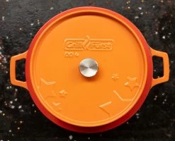 Grillfürst Emaillierter Dutch Oven Ohne Füsse DO4 - Orange -Broil King Store Grillfuerst Dutch Oven DO4 orange Deckel Emaillie