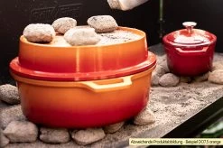 Grillfürst Emaillierter Dutch Oven Ohne Füsse DO12 - Rot -Broil King Store Grillfuerst Dutch Oven emailliert Beispiel DO7 5 orange Briketts 1