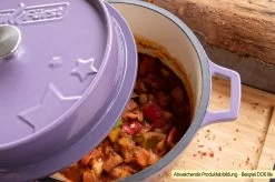 Grillfürst Emaillierter Dutch Oven Ohne Füsse DO7,5 - Lila -Broil King Store Grillfuerst Dutch Oven farbig emailliert lila Beispiel DO6