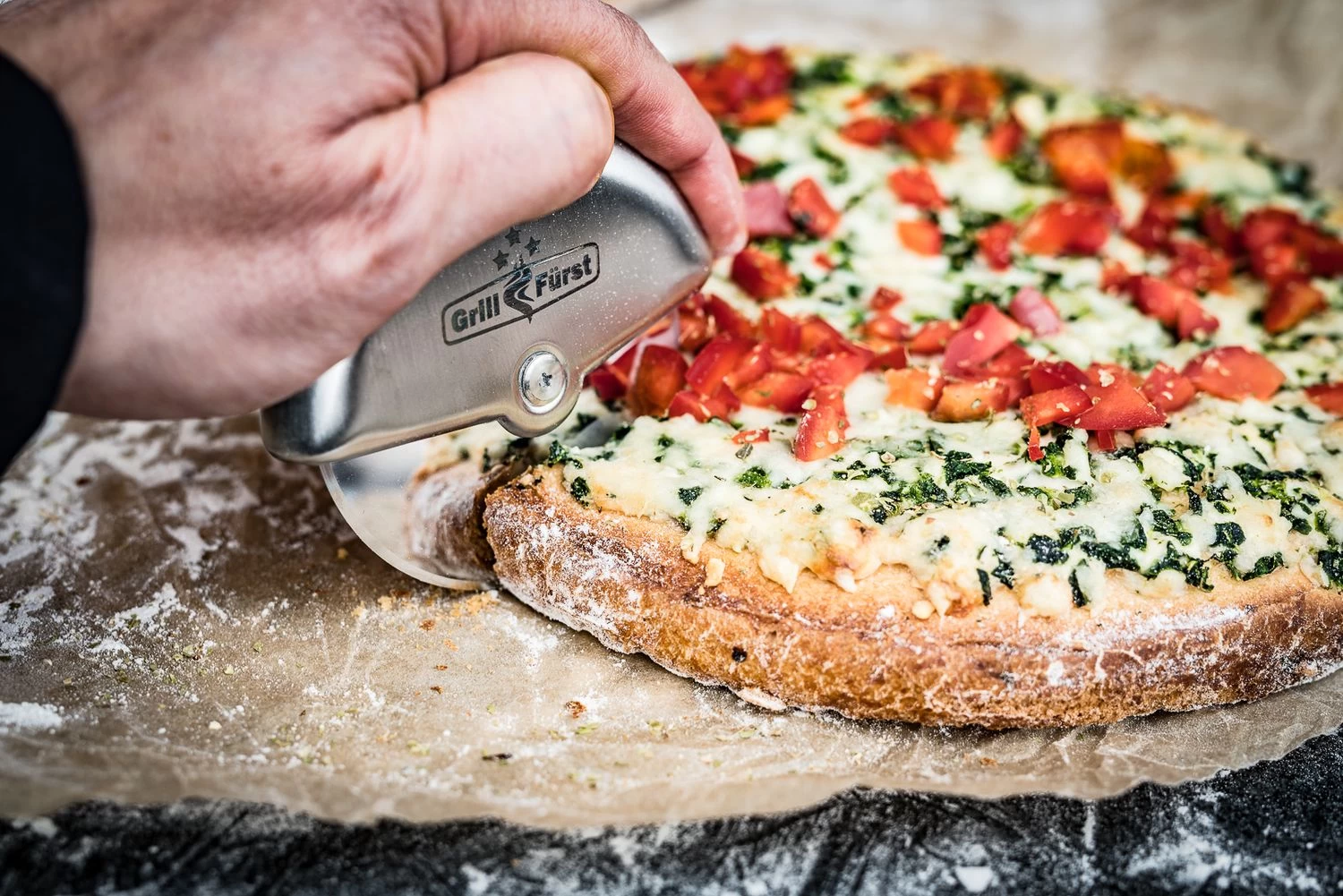 Grillfürst Pizzaschneider / Pizzarad Edelstahl 10cm 4 Grillfürst Pizzaschneider / Pizzarad Edelstahl 10cm – Bild 2