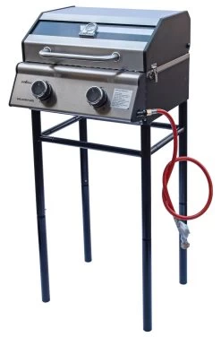 Grillfürst G201E 2-Brenner Gasgrill Portabel V2 - Campinggrill / Balkongrill 50mbar - Inkl. Untergestell -Broil King Store Grillfuerst Untergestell G201