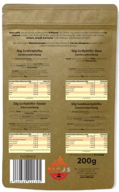 Steak Gewürz Set #1 By Klaus Grillt / 4 X 50g Beutel