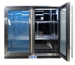 Napoleon Outdoor - Kühlschrank, 210 Liter, 2-türig Mit Doppelverglasung Und LED Beleuchtung - Wasserdicht Nach IP24 -Broil King Store Napoleon Outdoor Kueche Kuehlschrank leer Tuer offen rechts