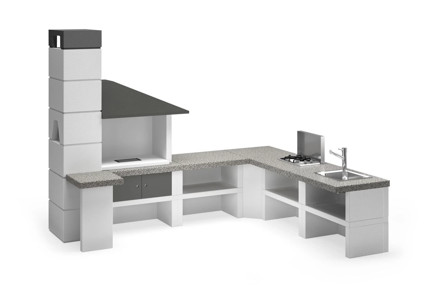 Palazzetti Gartenküche: Modul Ecke, Marmortech Grau 3 Palazzetti Gartenküche: Modul Ecke, Marmortech Grau