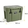 Petromax Kühlbox 25 Liter Oliv - Inkl. Sitzkissen, Haft-Unterlage Und Einsatzkorb