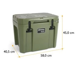 Petromax Kühlbox 25 Liter Oliv - Inkl. Sitzkissen, Haft-Unterlage Und Einsatzkorb