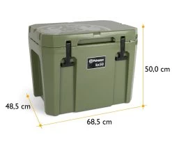 Petromax Kühlbox 50 Liter Oliv - Inkl. Sitzkissen, Haft-Unterlage Und Einsatzkorb