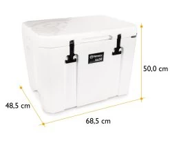 Petromax Kühlbox 50 Liter Alpenweiß - Inkl. Sitzkissen, Haft-Unterlage Und Einsatzkorb